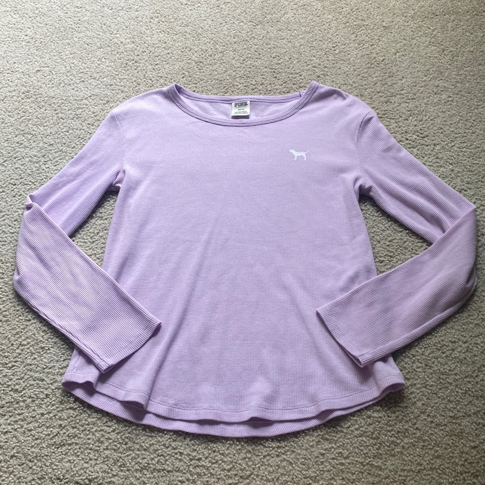 Pink Victoria Secret Lavender Waffle Long Sleeve Tee — Size Medium!!